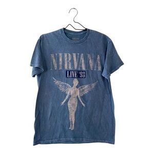 NIRVANA Blue In Utero Live 93 Concert T Shirt Angel Graphic Tee Unisex Medium